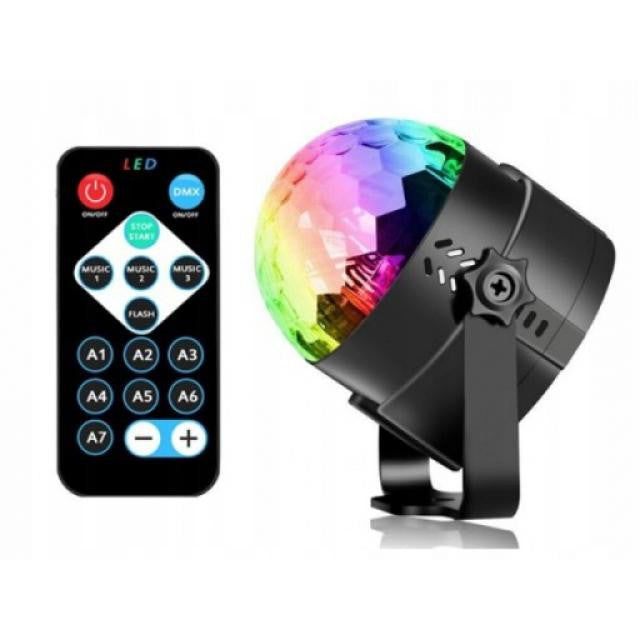 Proiector Disco LED RGB cu Telecomanda si Senzor de sunet - Bila Disco pentru petreceri