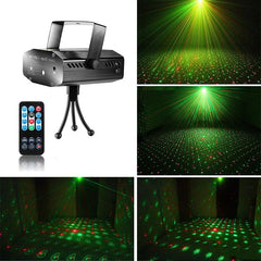 Proiector laser 6 figurine proiectie rosu si verde telecomanda senzor sunet