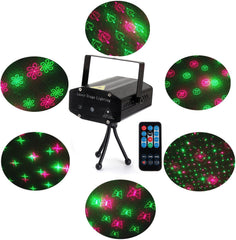 Proiector laser 6 figurine proiectie rosu si verde telecomanda senzor sunet