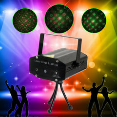 Proiector laser 6 figurine proiectie rosu si verde telecomanda senzor sunet
