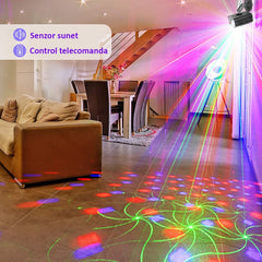 Proiector laser profesional cu 48 efecte luminoase rgb senzor sunet telecomanda interior