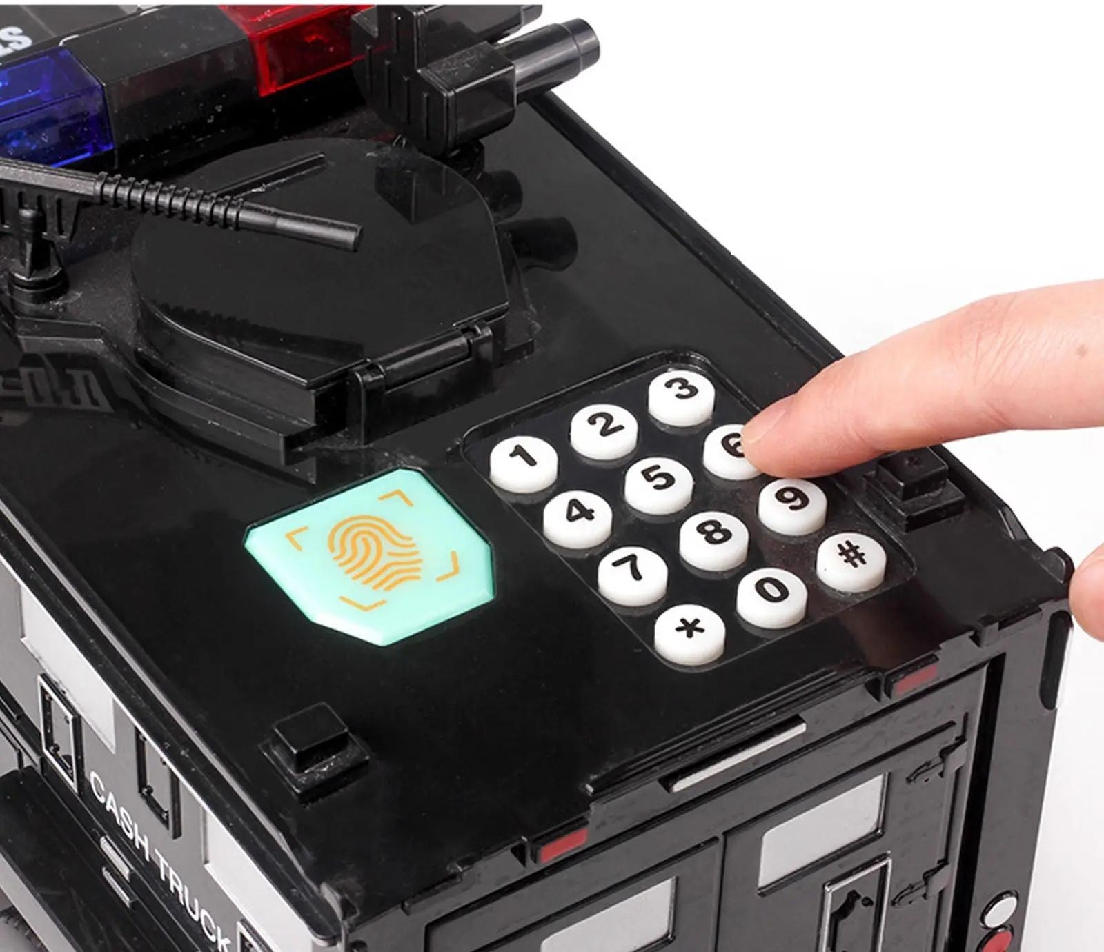 Pusculita electronica masina de politie cod pin amprenta monede si bancnote negru