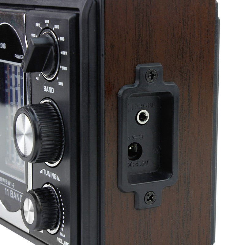 Radio de birou retro 11 benzi difuzor 80 mm alimentare duala leotec