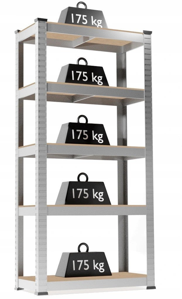 Raft depozitare metalic pe 5 nivele adancime 30 cm sarcina maxima suportata 875 kg 180x90x30 cm