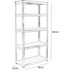 Raft metalic 5 nivele depozitare sarcina maxima totala 875 kg180-90-30 cm