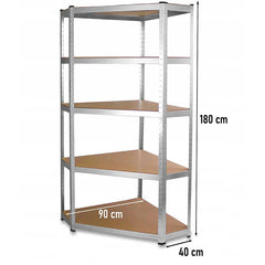 Raft metalic de colt cu 5 nivele 180x90x30 cm sarcina maxima 875 kg