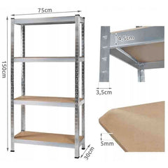 Raft metalic pentru depozitare structura 4 nivele sarcina per raft 175 kg 150-75-30 cm