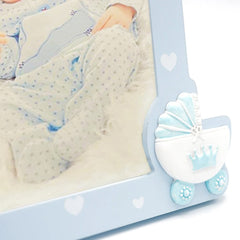 Rama foto new baby cadru din lemn format 10x15 pentru birou albastru pastel