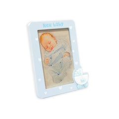 Rama foto new baby cadru din lemn format 10x15 pentru birou albastru pastel