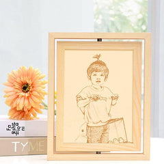 Rama Foto Rotativa 10x15 cm cu doua fete Stand Lemn Natur