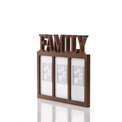 Rama foto tripla family format foto 10x15 fixare perete 32.3x1.2x23 cm lemn maro inchis