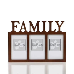 Rama foto tripla family format foto 10x15 fixare perete 32.3x1.2x23 cm lemn maro inchis