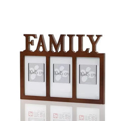Rama foto tripla family format foto 10x15 fixare perete 32.3x1.2x23 cm lemn maro inchis