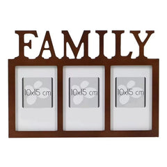 Rama foto tripla family format foto 10x15 fixare perete 32.3x1.2x23 cm lemn maro inchis