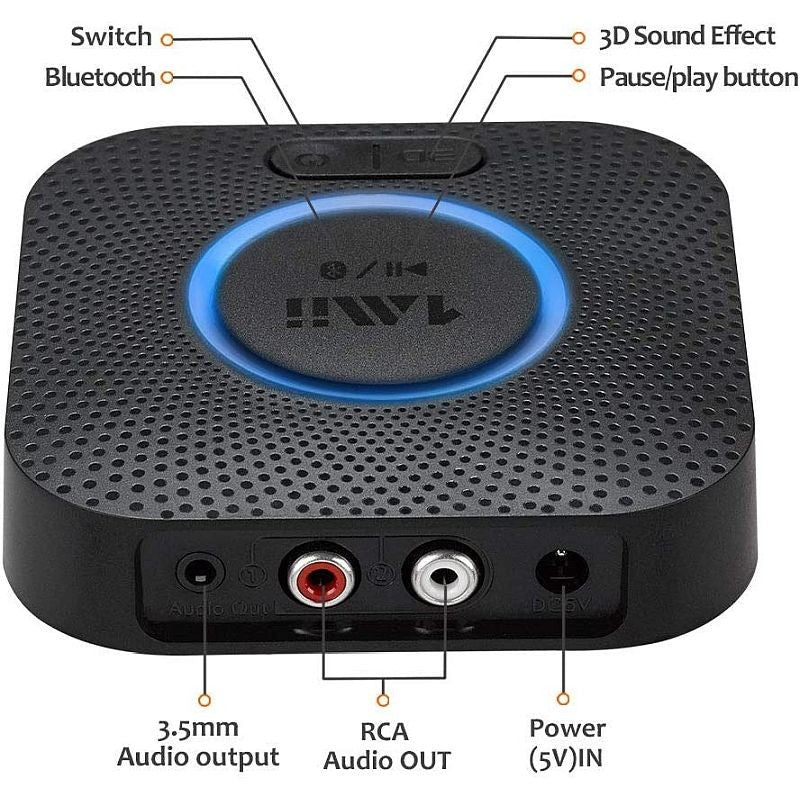 Receptor audio bluetooth 5.0 wireless hifi surround 3d apt- hd music streaming stereo
