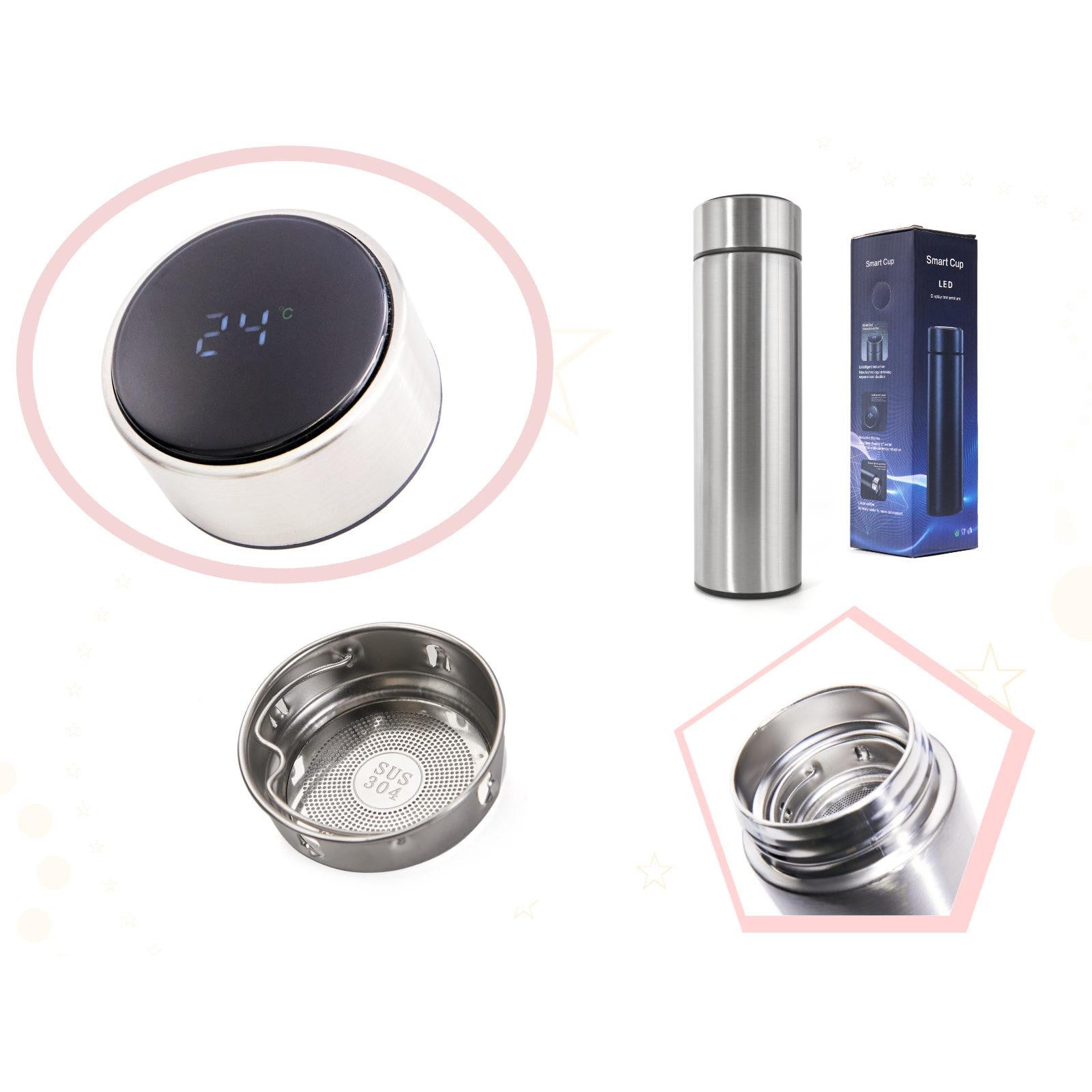 Recipient Termos SMART CUP LED 500ml cu afisaj temperatura