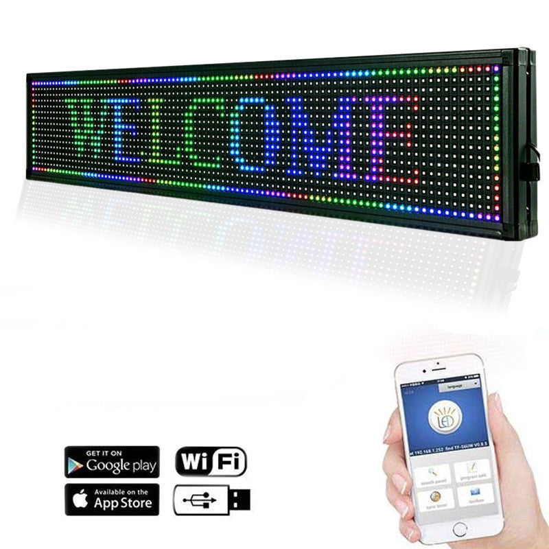Reclama luminoasa led smd rgb 100x20 cm text imagini animatii usb si wifi