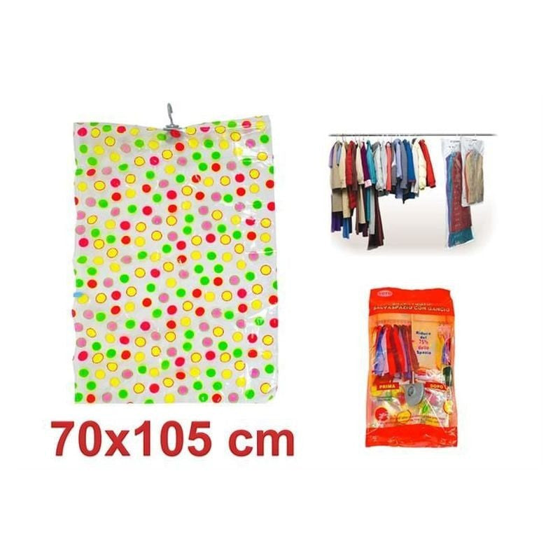 Sac pentru vidat 70x105cm carlig suspendare model buline colorate pentru textile