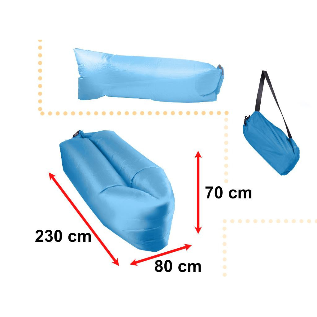 Saltea autogonflabila pentru camping plaja sau piscina tip sezlong 230 - 70cm culoare Albastru