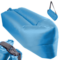 Saltea autogonflabila pentru camping plaja sau piscina tip sezlong 230 - 70cm culoare Albastru