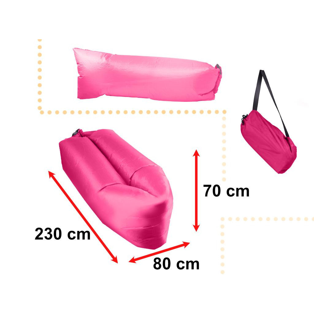 Saltea autogonflabila pentru camping plaja sau piscina tip sezlong 230 - 70cm culoare Roz