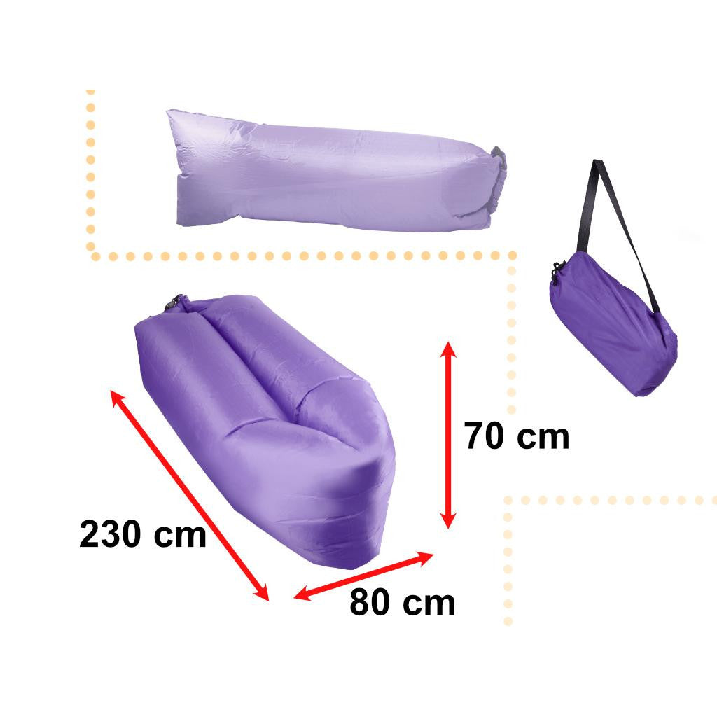 Saltea autogonflabila pentru camping plaja sau piscina tip sezlong 230 - 70cm culoare Violet