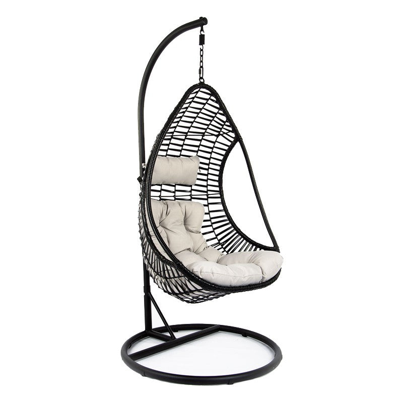 Scaun balansoar suspendat delux 70x86x194 cm perna cu tetiera ratan sintetic