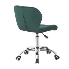 Scaun birou stil scandinav tapiterie catifea reglabil pe inaltime baza otel cromat verde