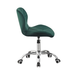 Scaun birou stil scandinav tapiterie catifea reglabil pe inaltime baza otel cromat verde