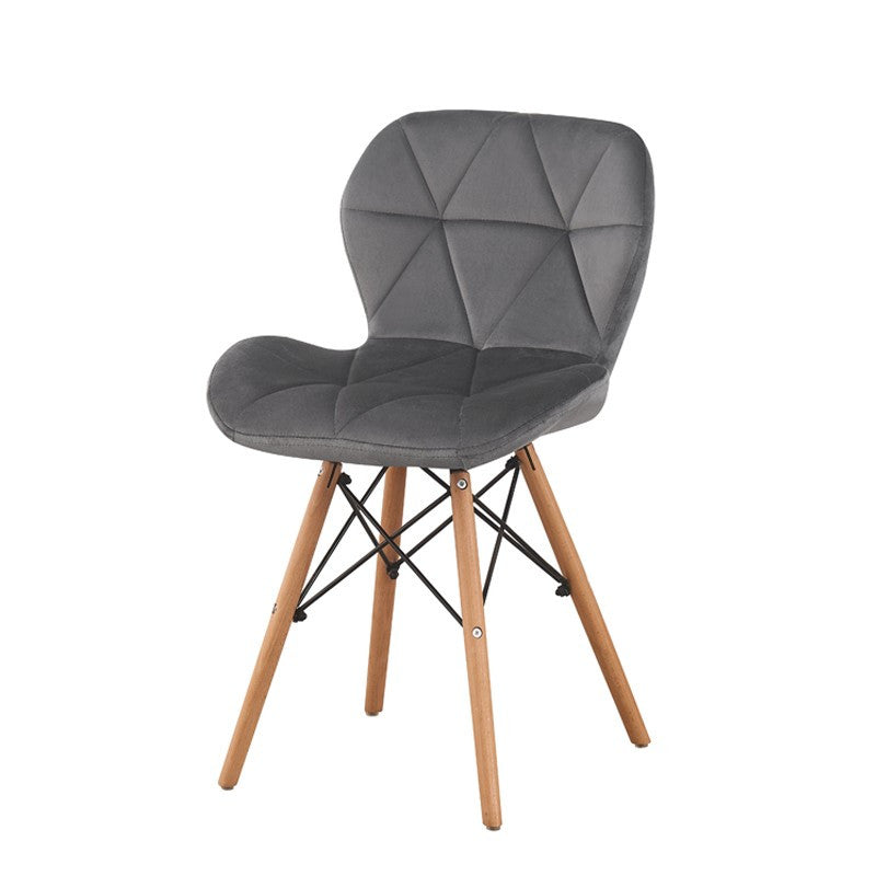 Scaun bucatarie stil scandinav tapiterie catifea gri cadru lemn