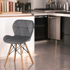 Scaun bucatarie stil scandinav tapiterie catifea gri cadru lemn