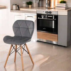 Scaun bucatarie stil scandinav tapiterie catifea gri cadru lemn