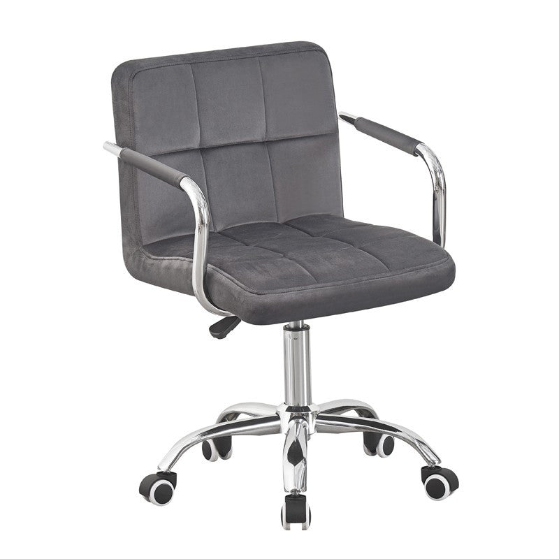 Scaun de birou conferinte inaltime 78x90 cm baza si manere cromate roti pivotante velur gri