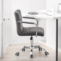 Scaun de birou conferinte inaltime 78x90 cm baza si manere cromate roti pivotante velur gri