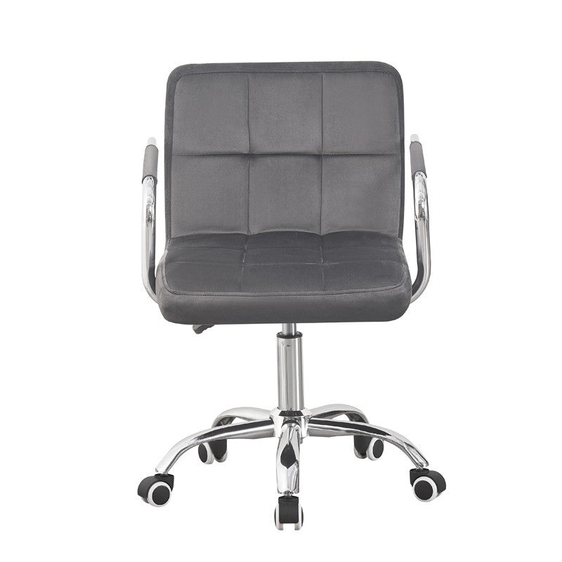 Scaun de birou conferinte inaltime 78x90 cm baza si manere cromate roti pivotante velur gri