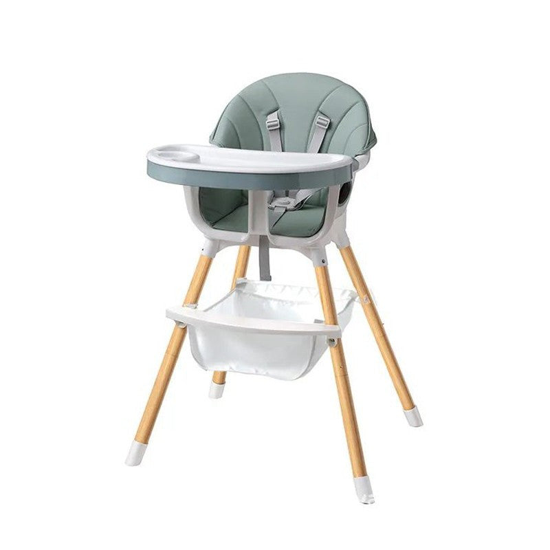 Scaun de masa 3 in 1 tavita dubla husa detasabila suport reglabil picioare piele ecologica alb si verde menta