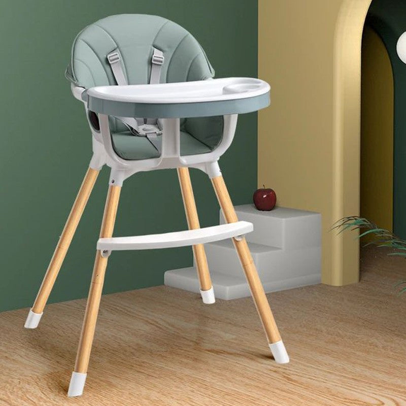 Scaun de masa 3 in 1 tavita dubla husa detasabila suport reglabil picioare piele ecologica alb si verde menta