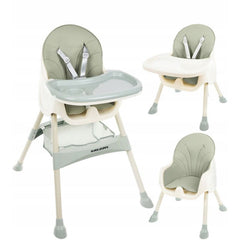 Scaun de masa pentru bebelusi 2 in 1 prindere in 5 puncte 60X92X75 cm tava reglabila verde
