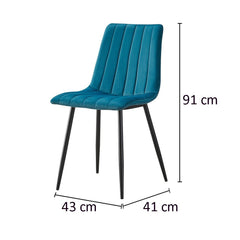 Scaun dining tapiterie stofa inaltime totala 91 cm latime 43 cm picioare metalice negre stil elegant verde