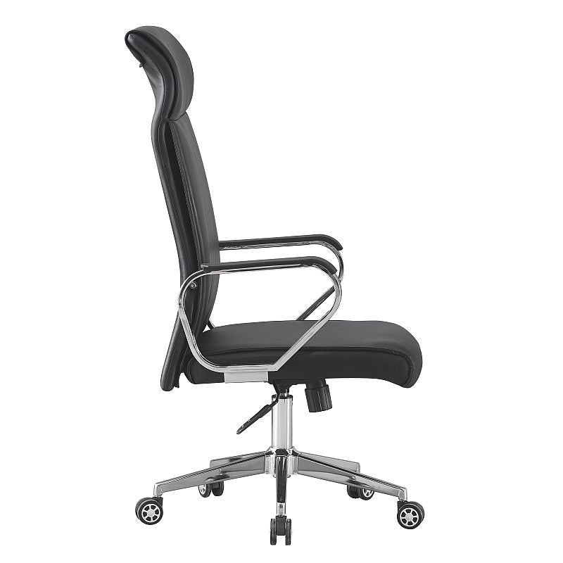 Scaun ergonomic de birou piele ecologica inaltime reglabila baza si manere otel cromat negru