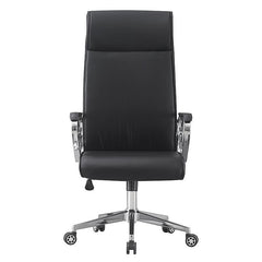 Scaun ergonomic de birou piele ecologica inaltime reglabila baza si manere otel cromat negru