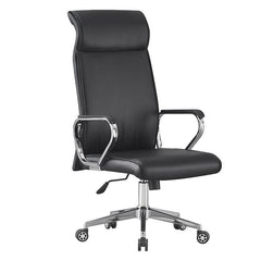Scaun ergonomic de birou piele ecologica inaltime reglabila baza si manere otel cromat negru