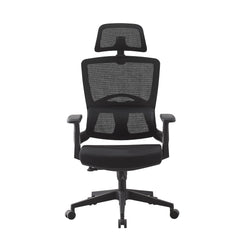 Scaun ergonomic de birou suport lombar integrat reglare inaltime tetiera reglabila pivotant mesh negru