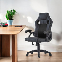 Scaun ergonomic gaming inaltime reglabila tetiera si cotiere capitonate maxim 150 kg rotire 360 grade pvc si mesh