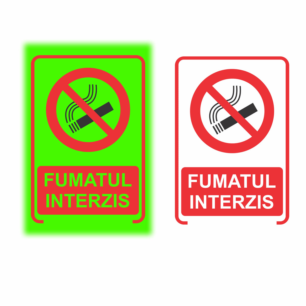Semn Fosforescent Fumatul Interzis dimensiune 20 cm - 15 cm