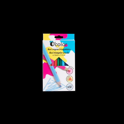 Set 12 creioane colorate triunghiulare maxi mina 4 mm
