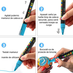 Set 12 markere acrilice permanente ptr orice suprafata 2-3 mm12 culori