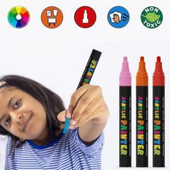 Set 12 markere acrilice permanente ptr orice suprafata 2-3 mm12 culori