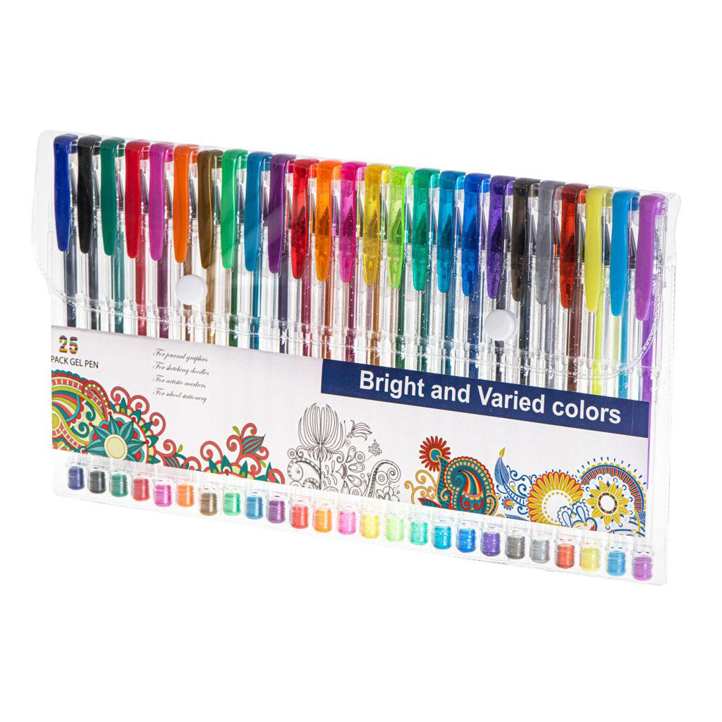 Set 25 piese Pixuri cu gel multicolor cu sclipici (glitter)