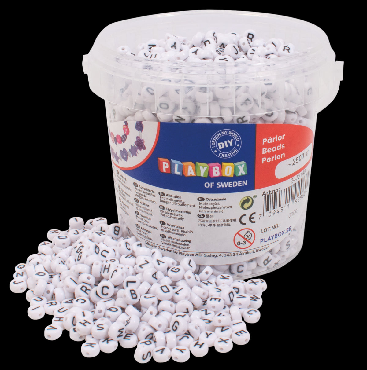 Set 2500 de Margele rotunde plate de insirat cu litere diametru 7.5 mm